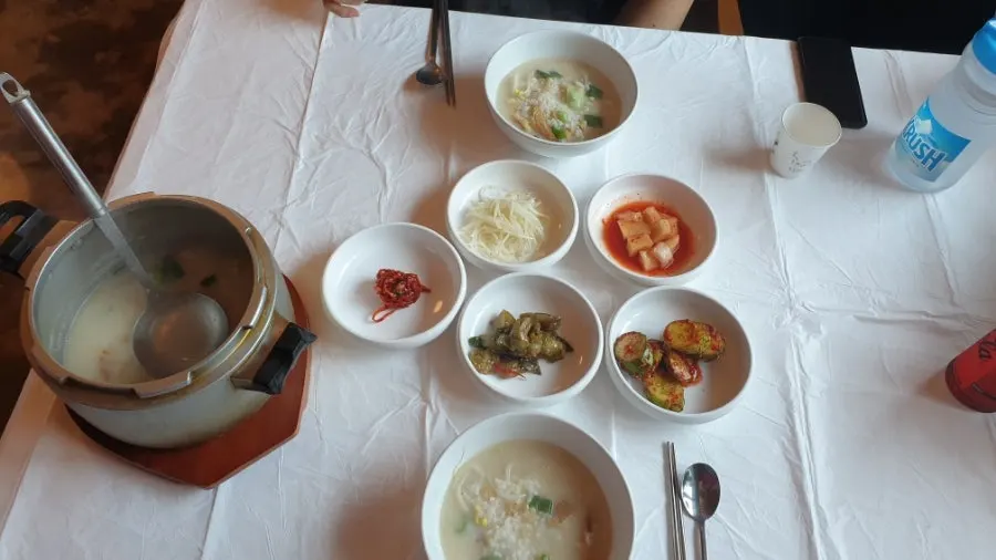 Pollack hangover soup with radish, scallion, and bean sprouts