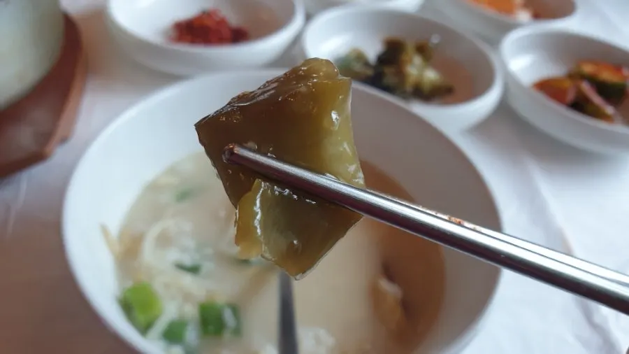 A generous portion of Bigeumdo's pollack soup