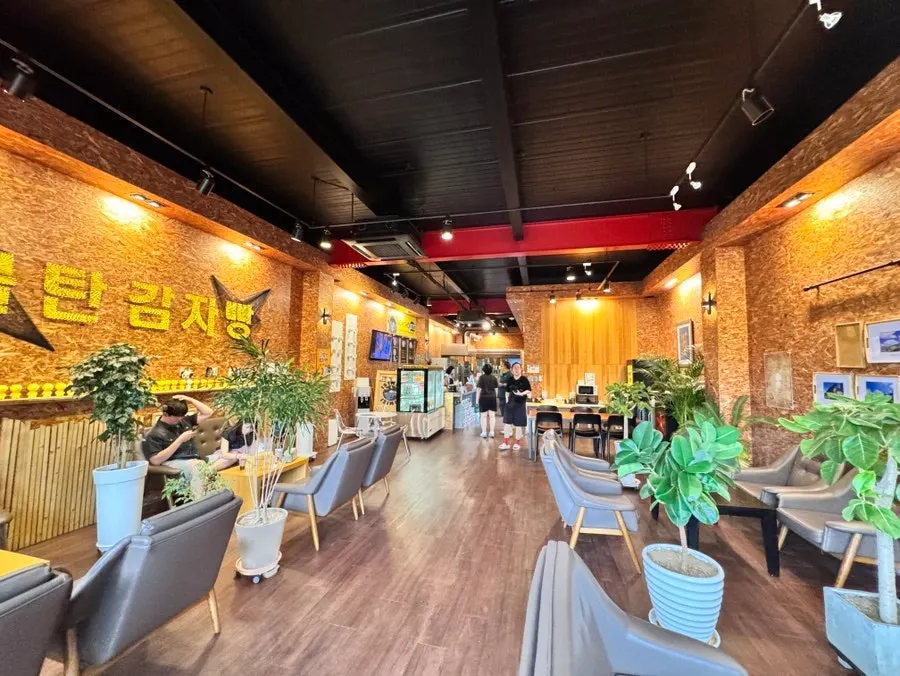 Cozy interior of Sokcho Bultan Gamja Bread store