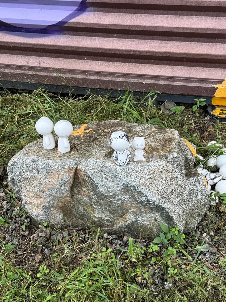 Cute ceramic decorations placed at the store entrance
