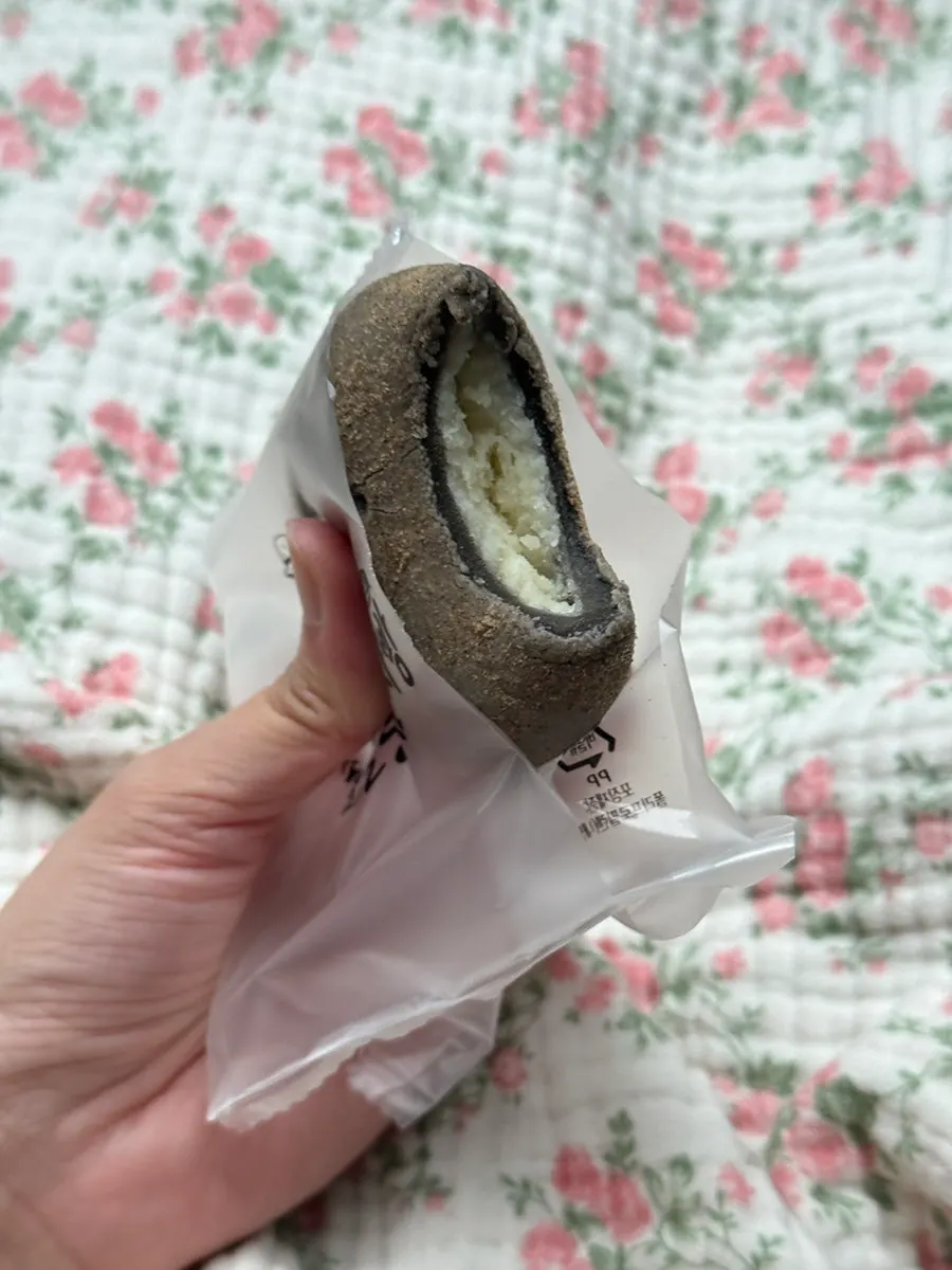 Cross-section of the potato bread showing the potato filling