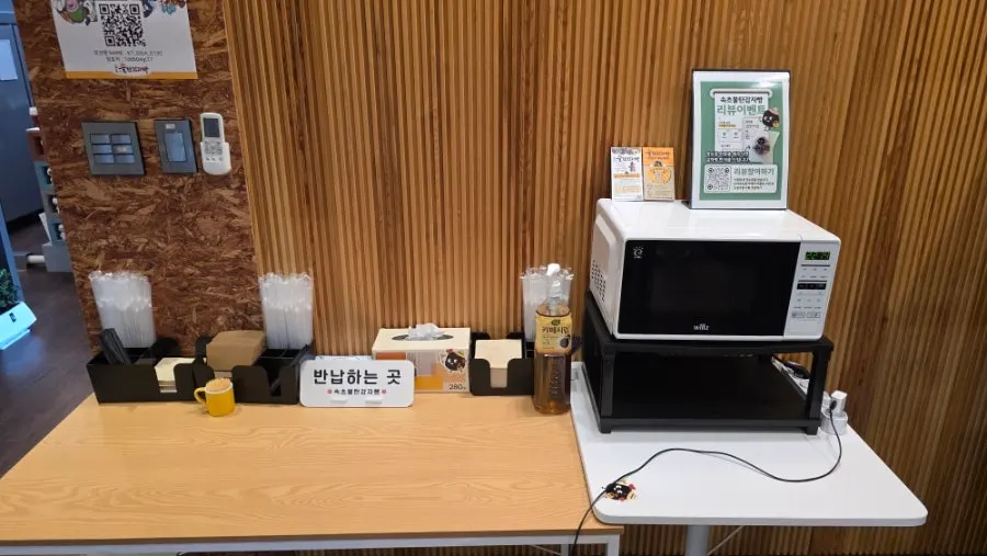 Microwave set up inside the store