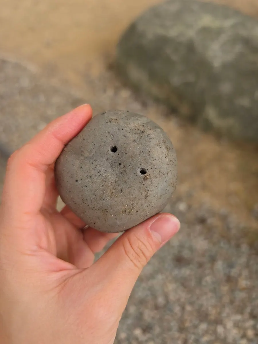 Bread shaped like a burnt potato, made with squid ink