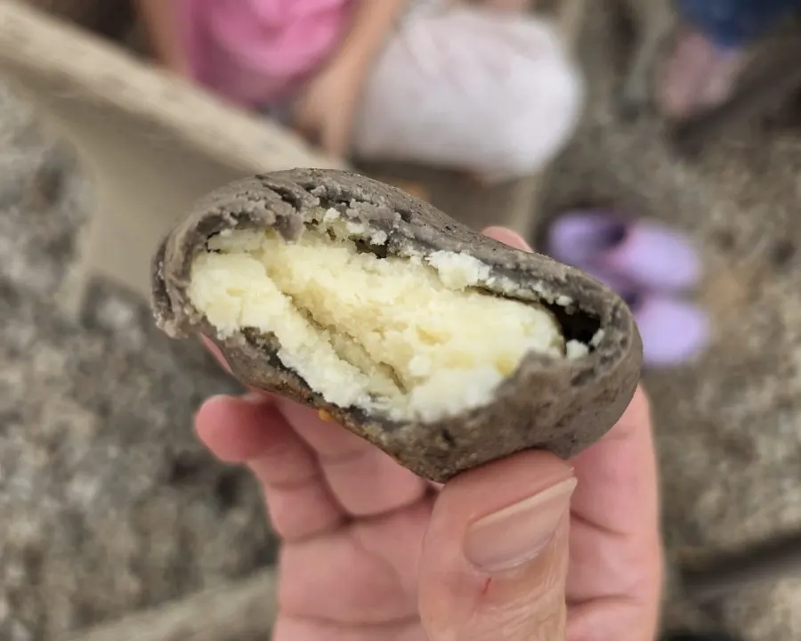 Cross-section of Bultan Gamja Bread split in half