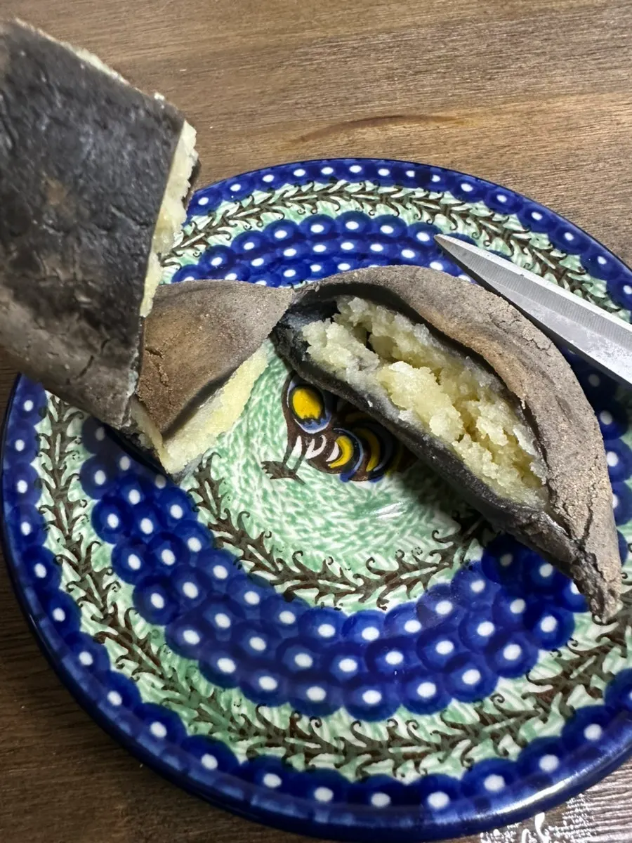 Bultan gamjabbang with a bite taken out of it