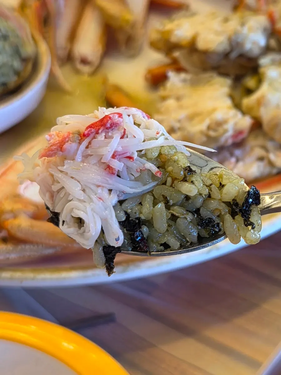 Cleaned crab body section