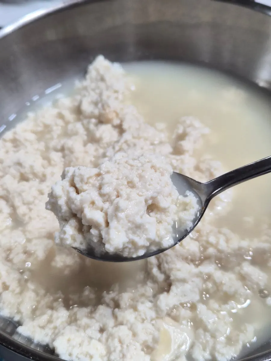 A spoonful of soft cho-dang sundubu