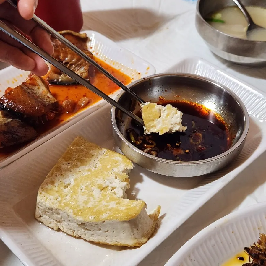 A bowl of pollack soup served as a free side dish