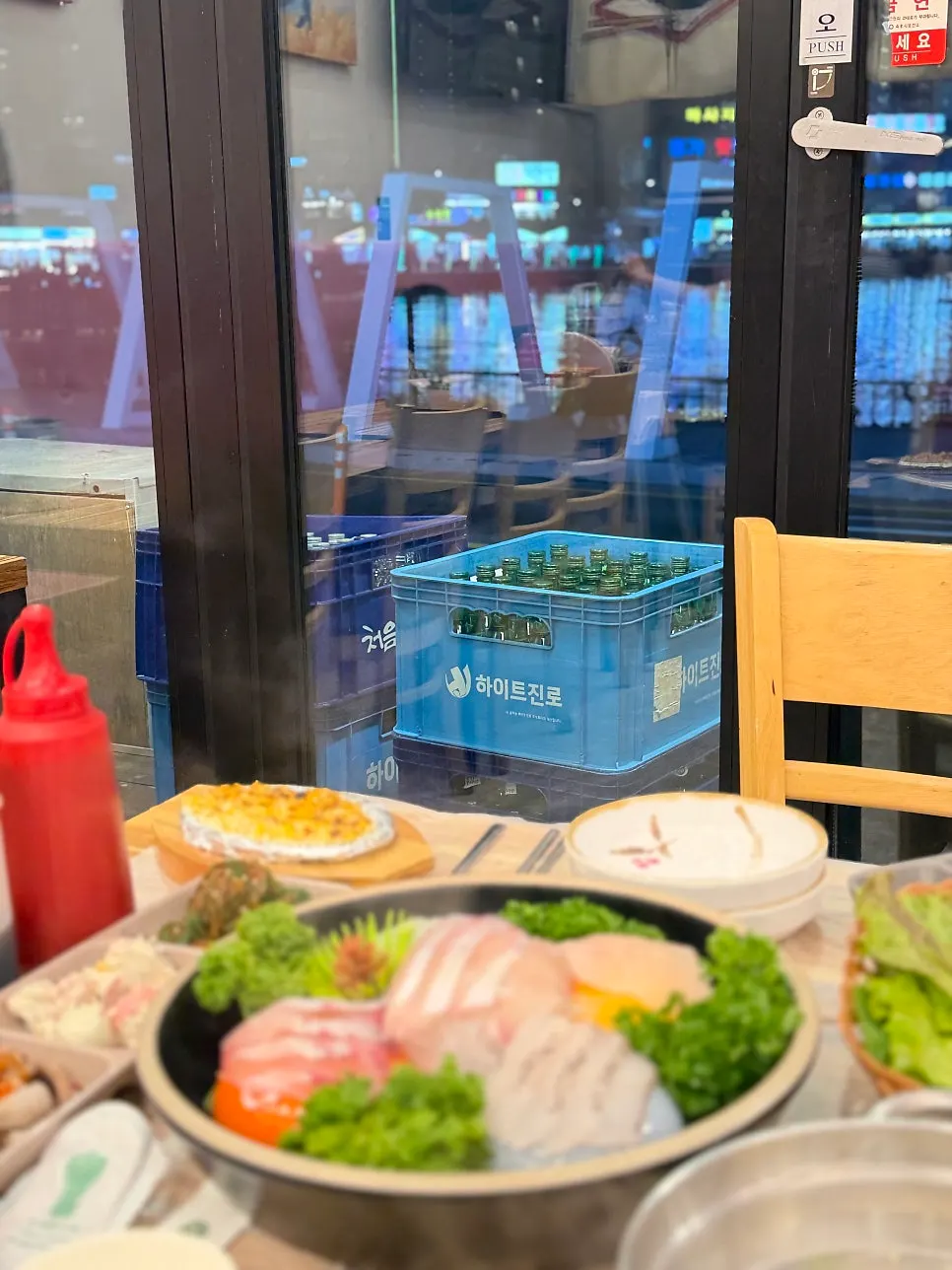 Generous spread of seafood and snow crab