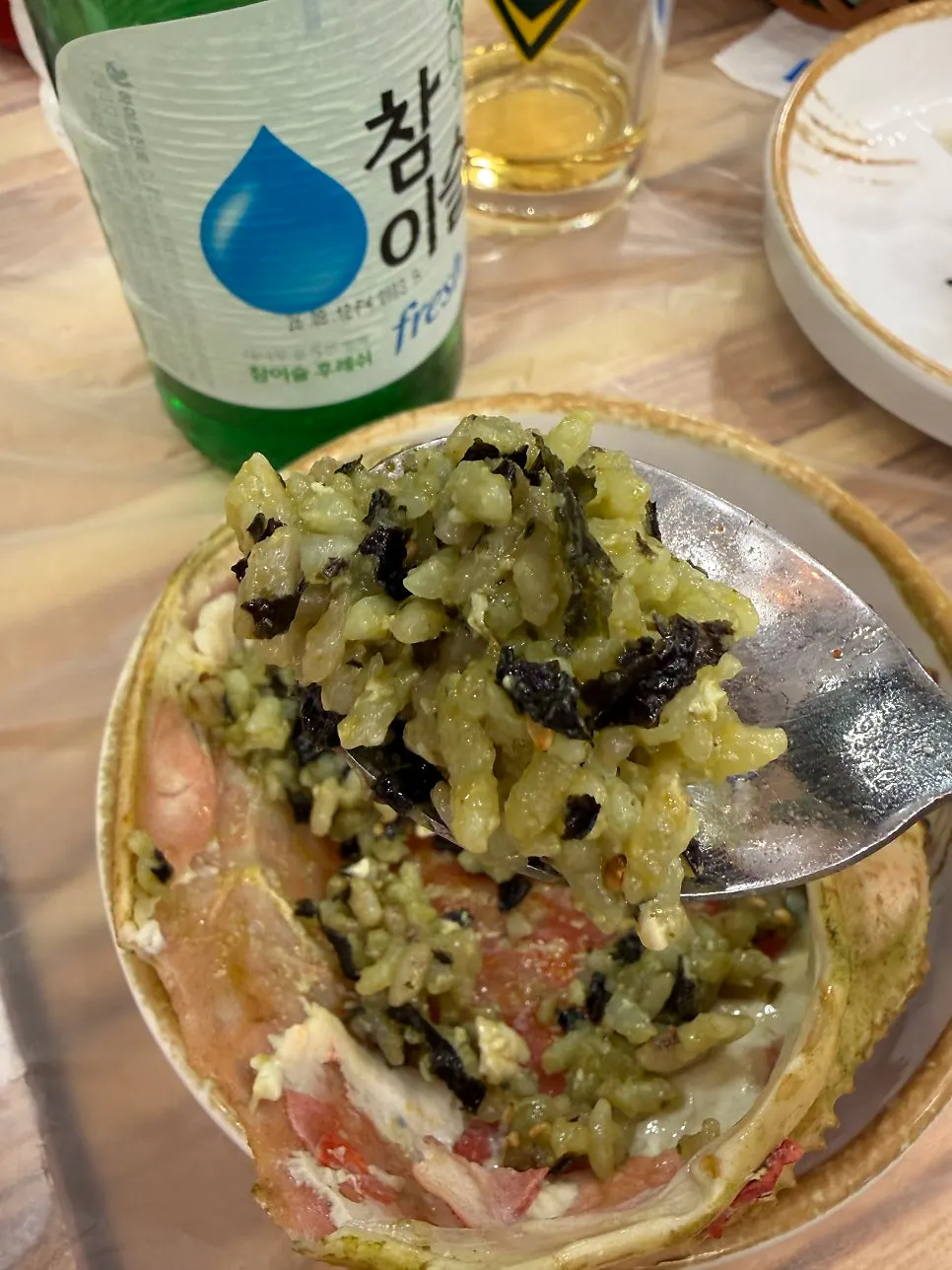Nutty crab innards fried rice to finish