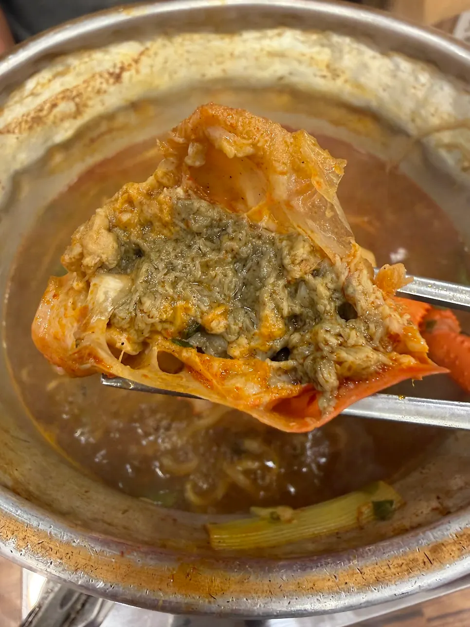 Red crab ramen served with a reservation visit