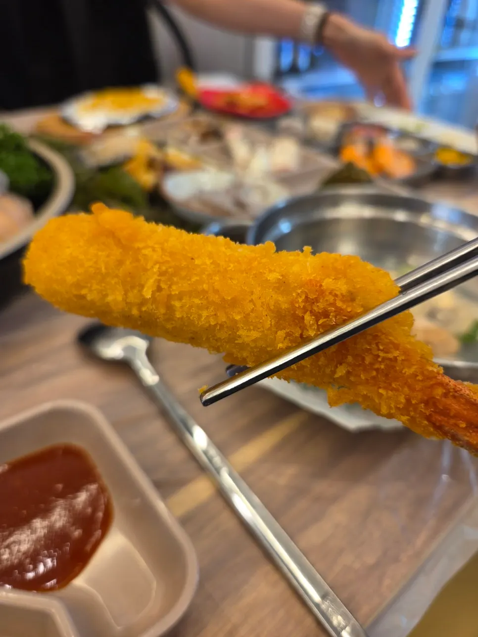 Plate of fried snow crab leg tempura