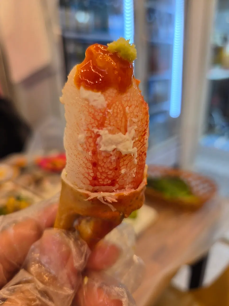 Generous portion of picked snow crab meat