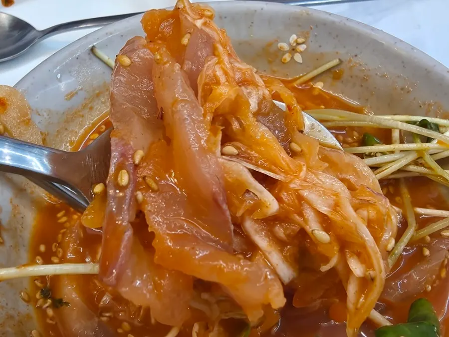 Crispy kimchi pancake on a plate
