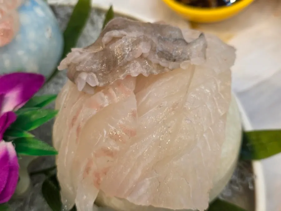 Plate of rockfish and flounder sashimi