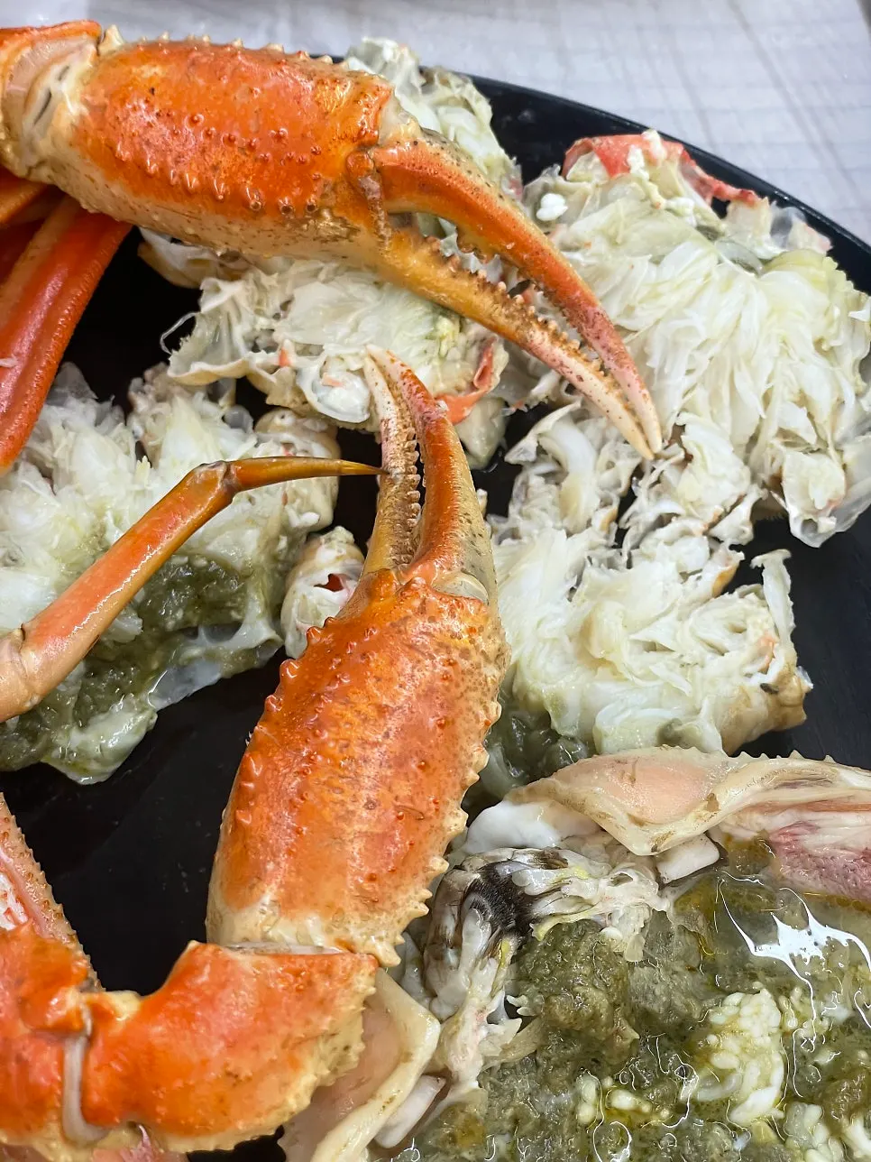 Meal served with snow crab