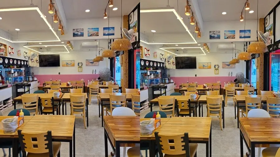 Market alley connecting Daepo Port Fish Market and sashimi restaurants