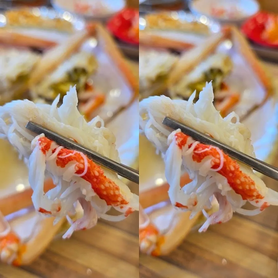Plate of cleaned snow crab leg meat