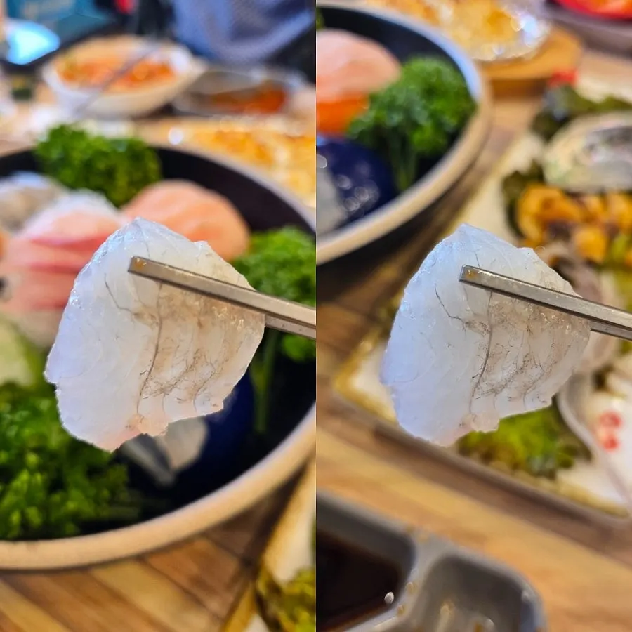 Picking up a piece of sashimi