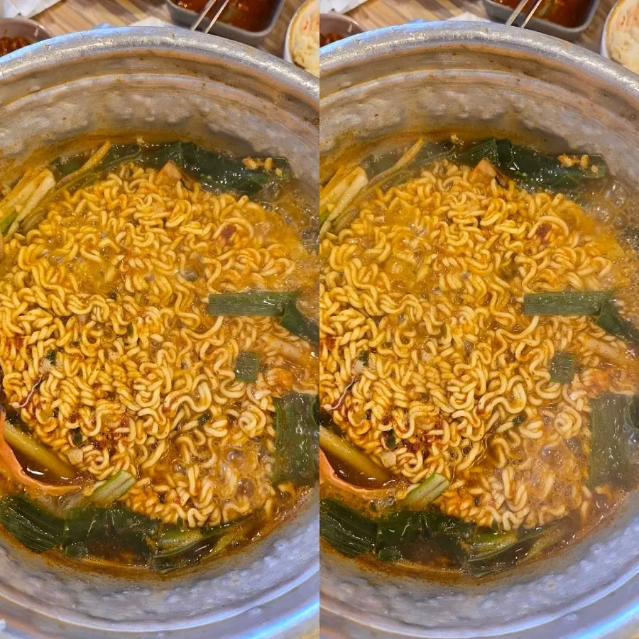 Spicy fish stew paired with a glass of soju