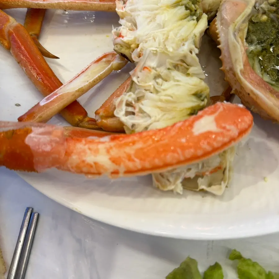 Close-up of snow crab leg meat