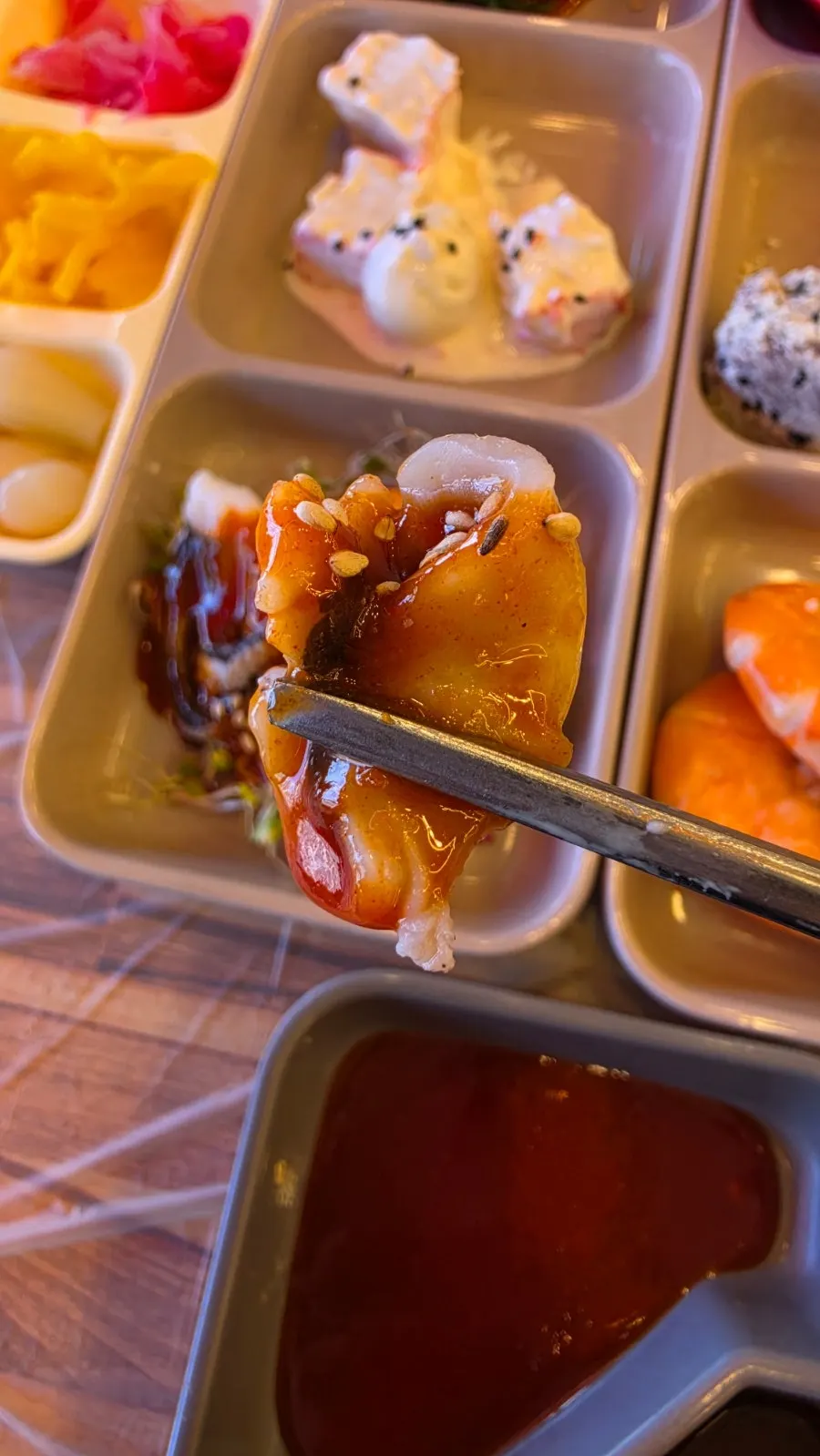Side dish spread served with the snow crab set