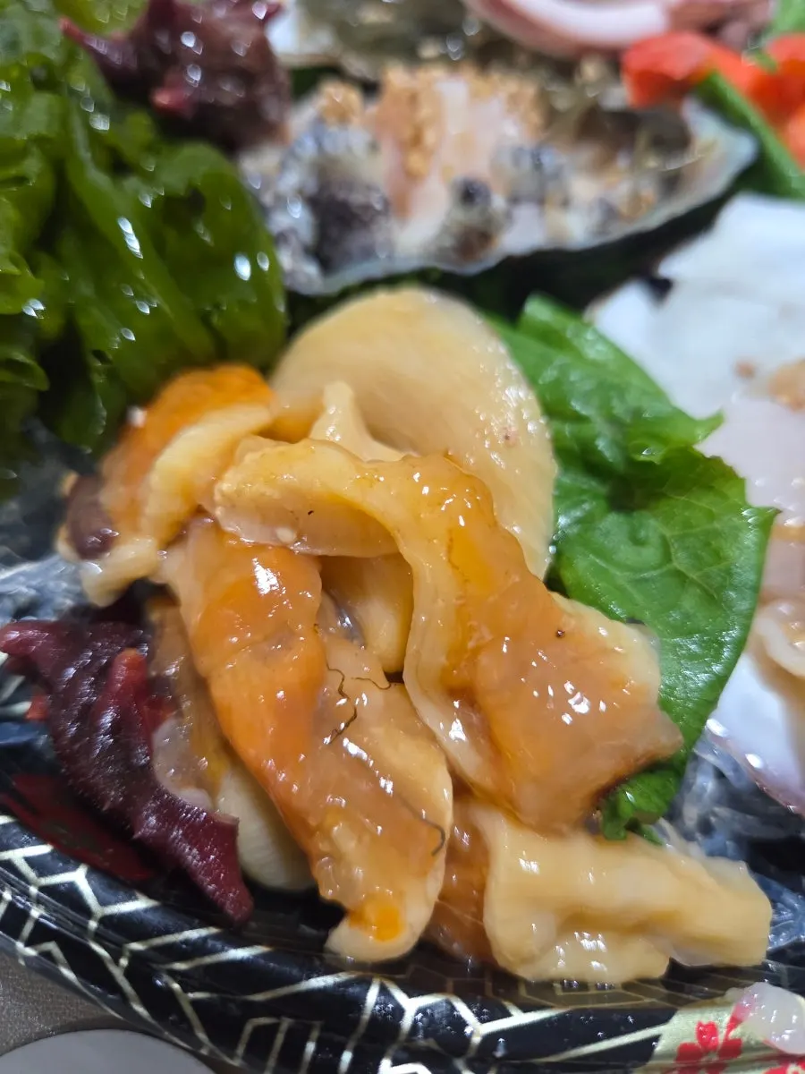 Seafood platter with sea squirt, abalone and scallop
