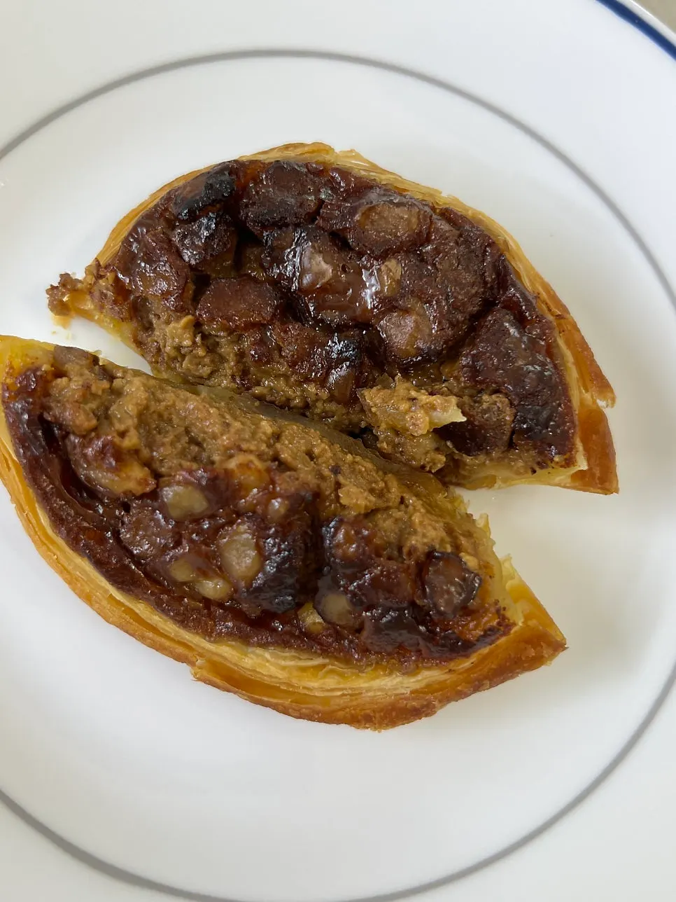 Walnut egg tart reheated in an air fryer