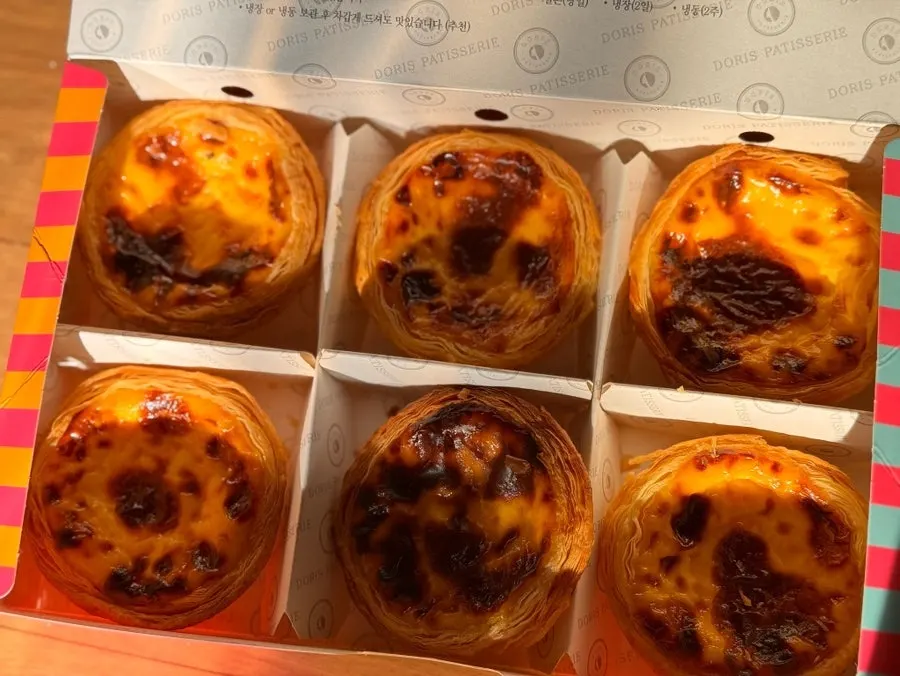 Doris Patisserie egg tarts with the packaging box
