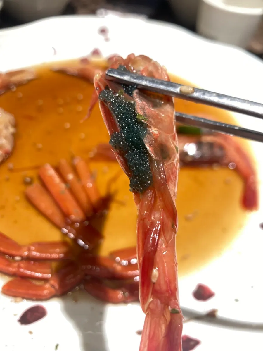 Marinated shrimp with roe