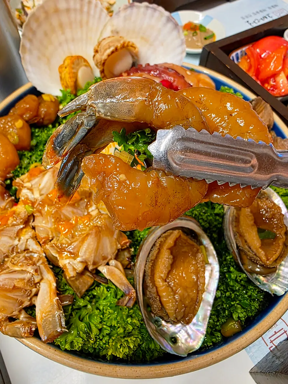 Close-up of shrimp jang in the seafood modum-jang