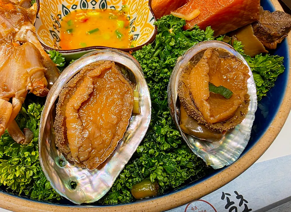 Seafood jang mixed with egg yolk, served with rice