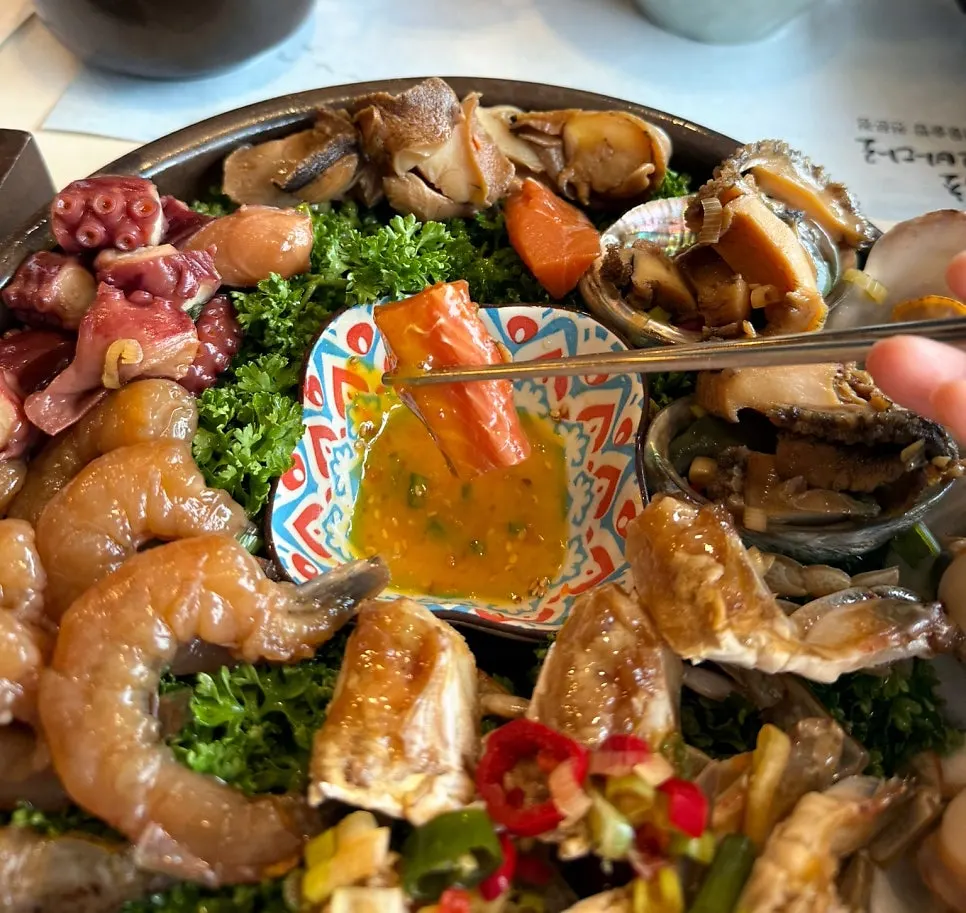 Generous two-person assorted seafood platter
