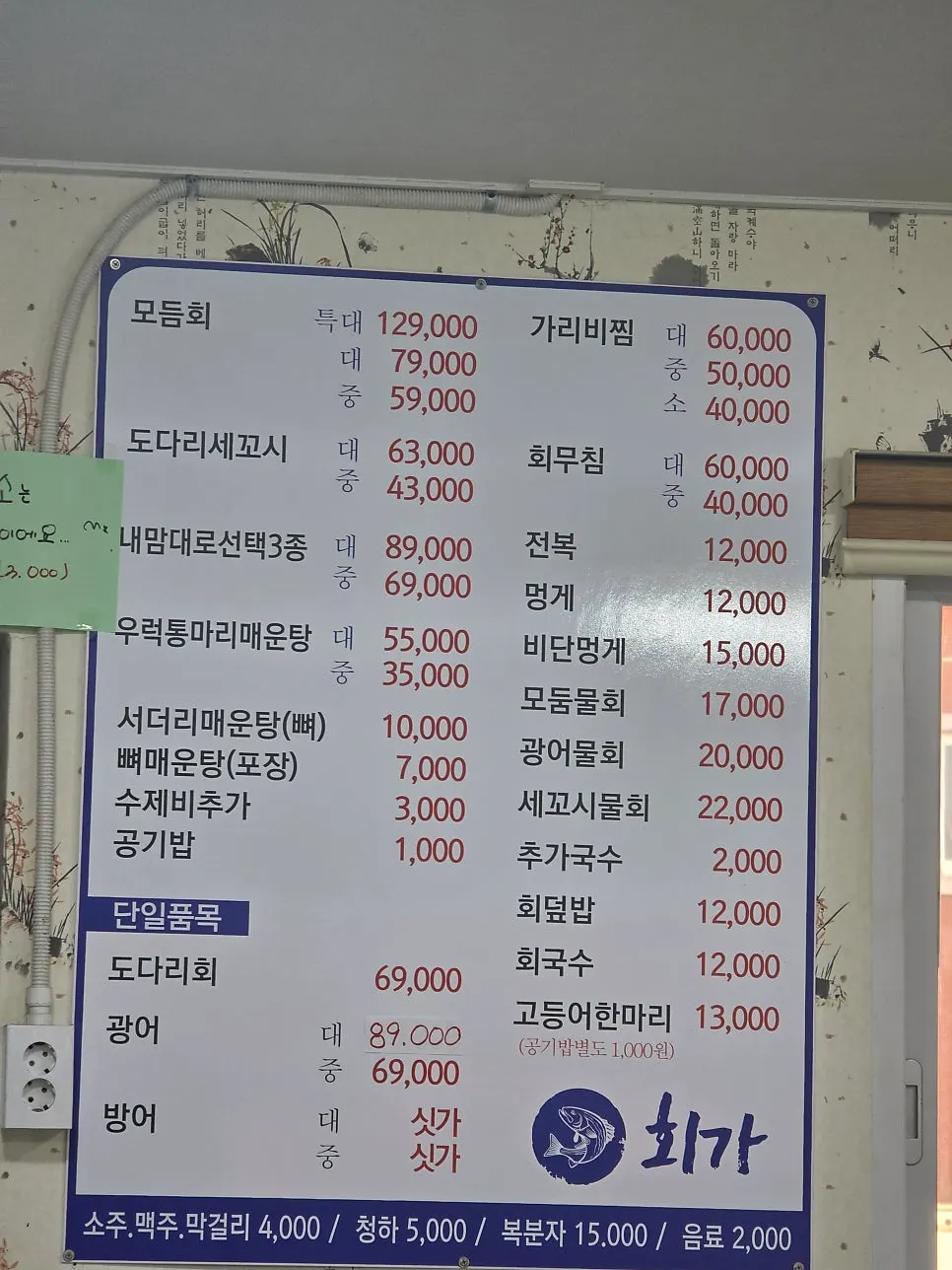 Interior and menu board at Hoega