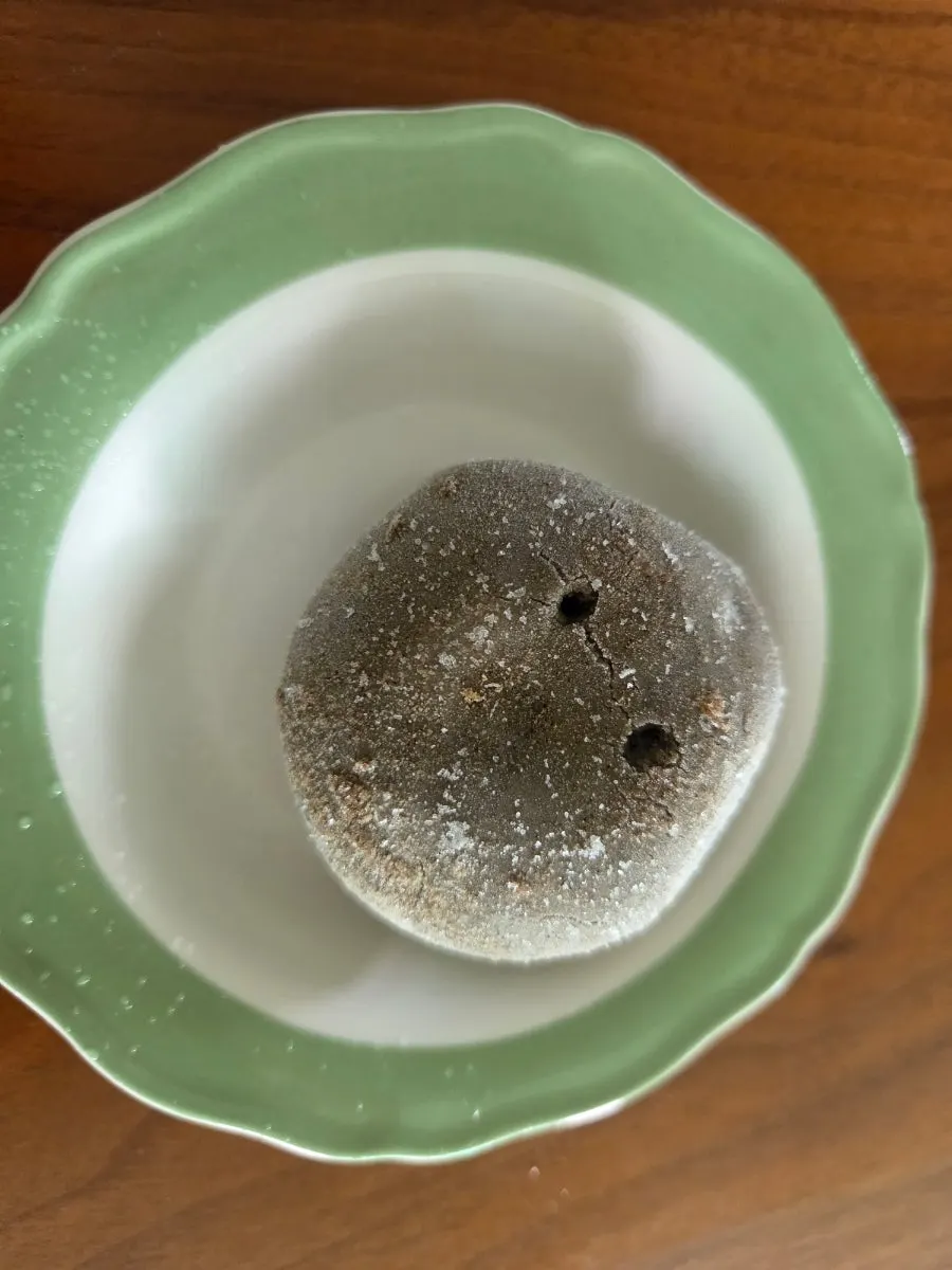 Potato bread reheated in the microwave