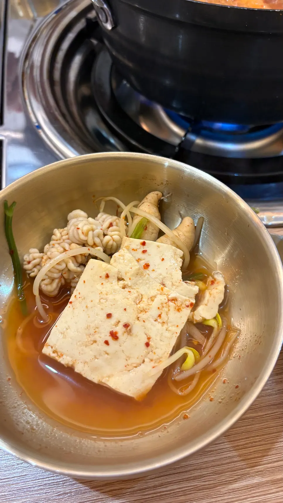 The dongtae-tang pot near the end of the meal