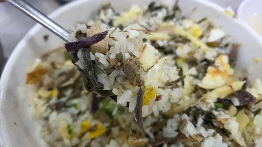 Wild greens bibimbap with sauce on the side