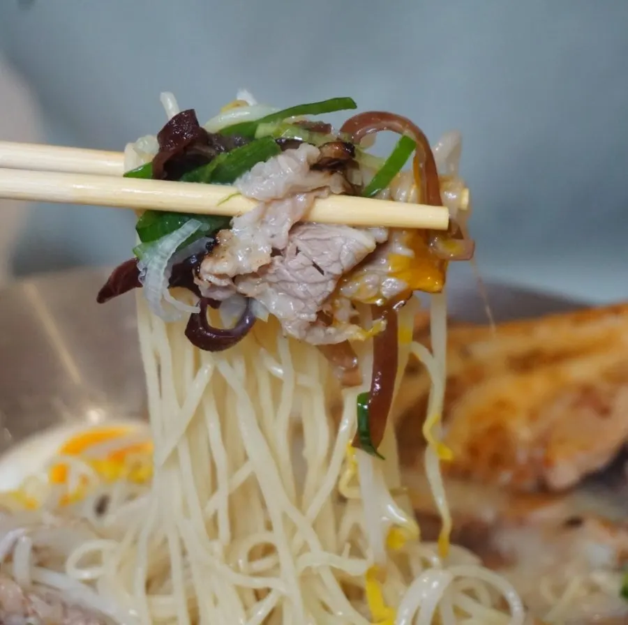 Close-up of the smoky char siu surface