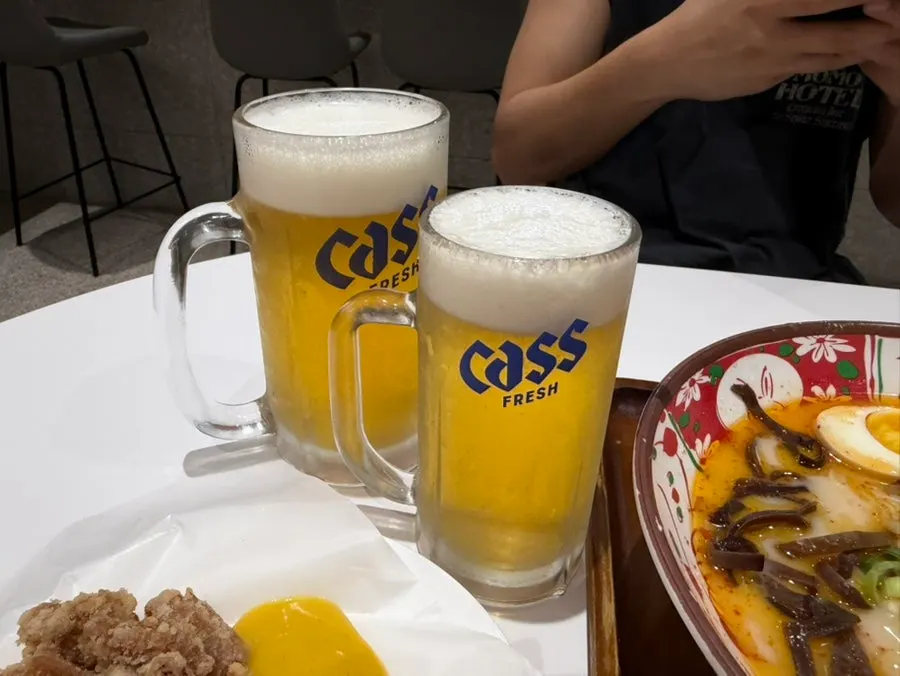 가라아게와 생맥주 한 잔