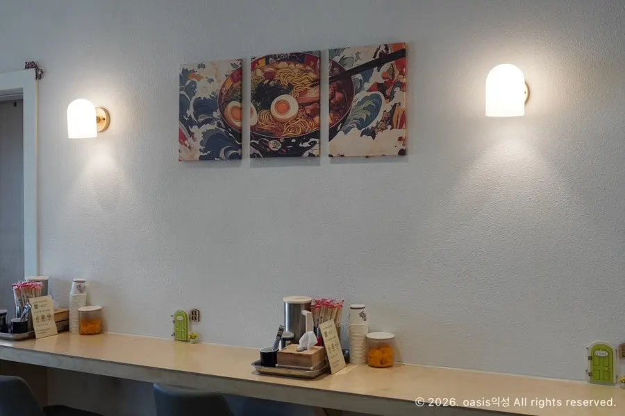 Dining area with 2-top and 4-top tables