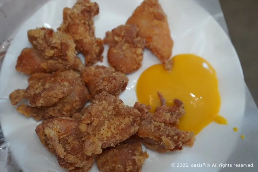 A plate of freshly fried karaage