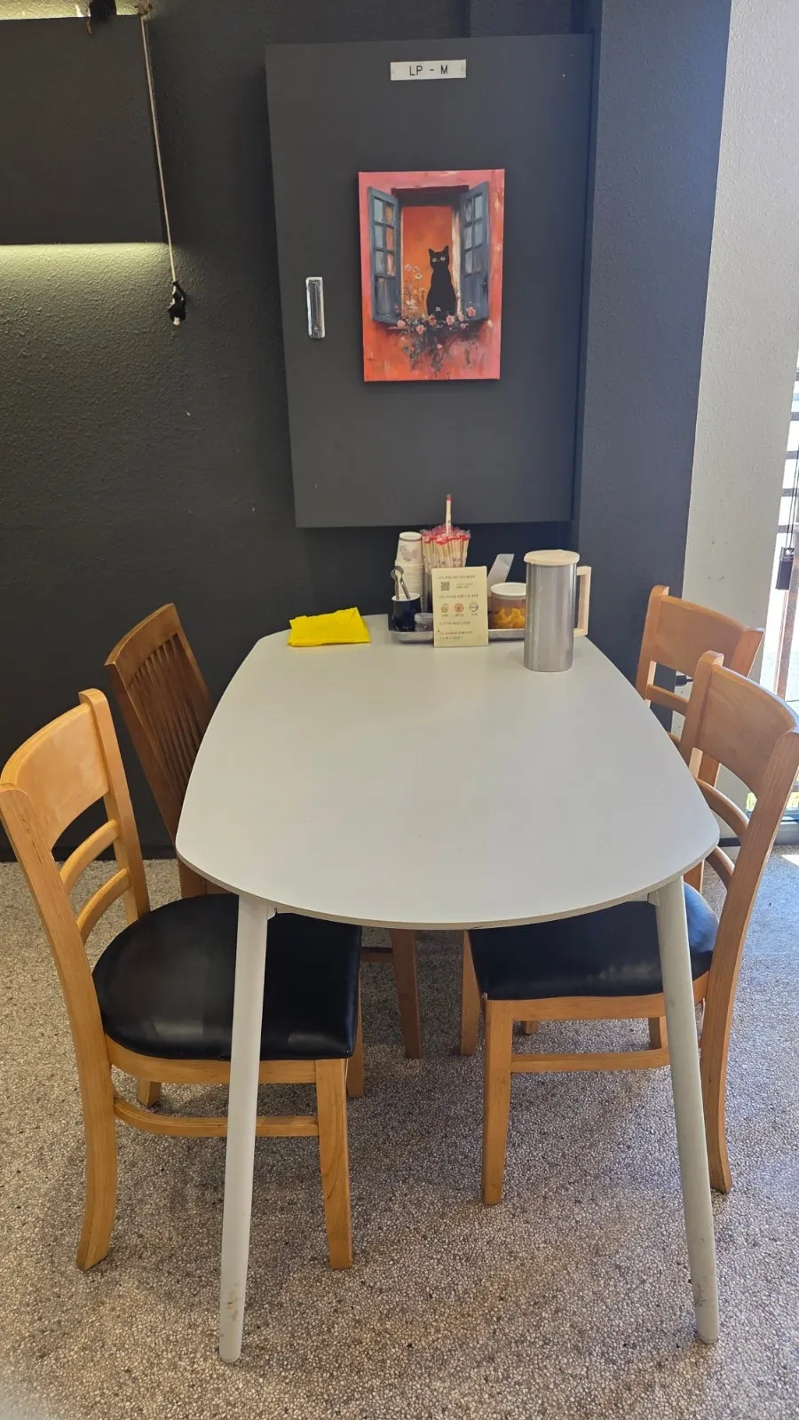 Open kitchen with neatly arranged ramen bowls