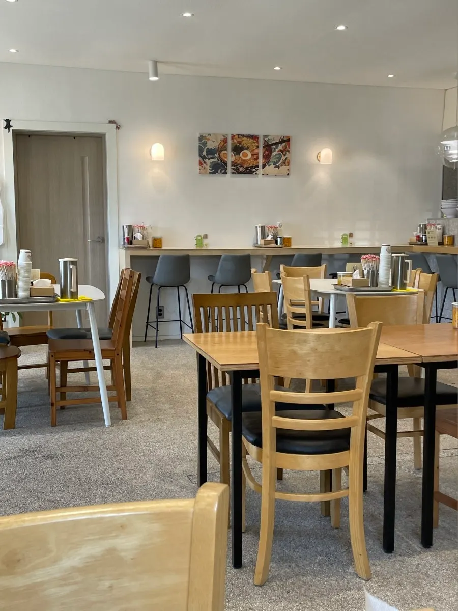 Table seating inside Ichiba Ramen