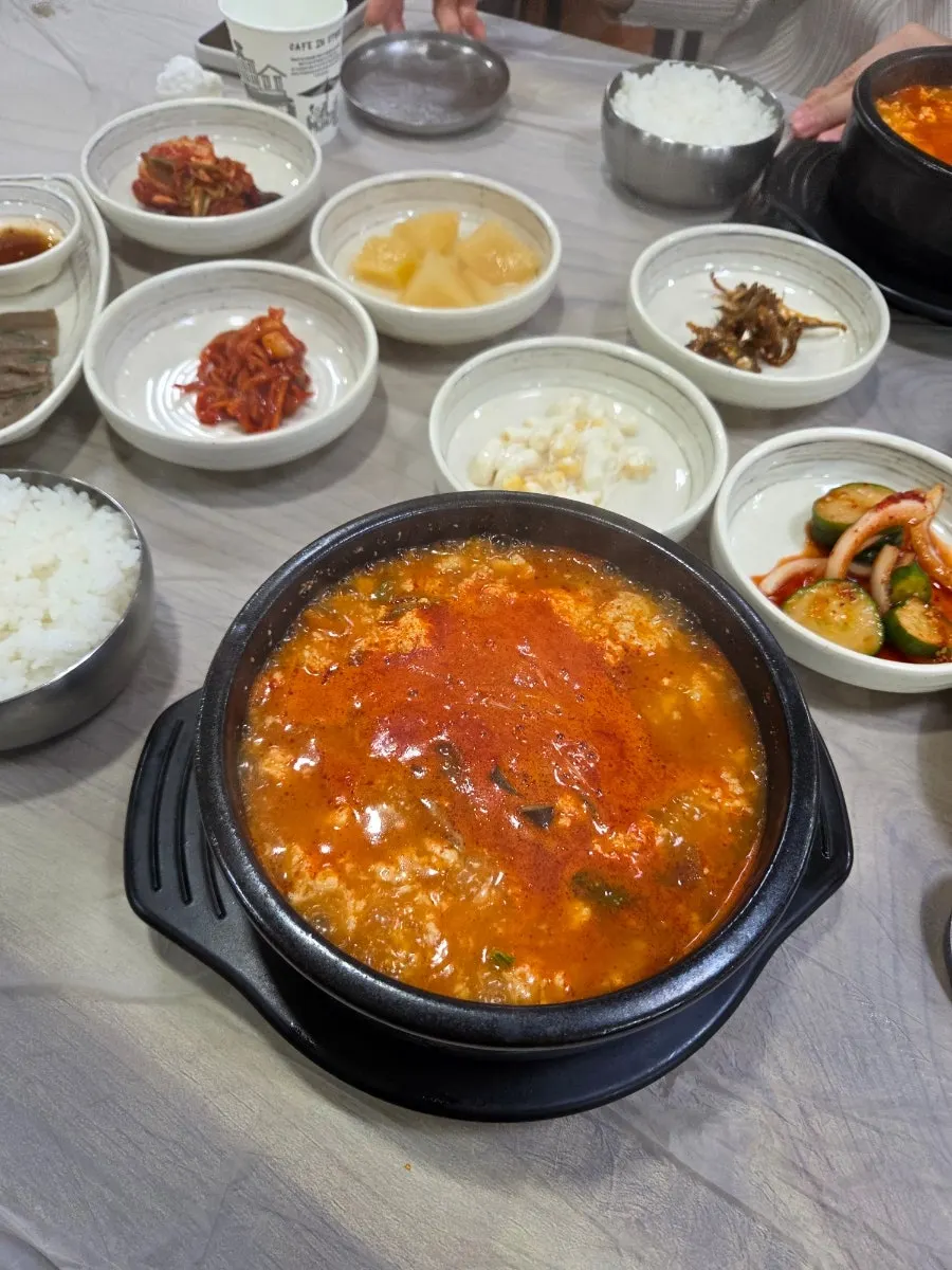A warm bowl of spicy sundubu