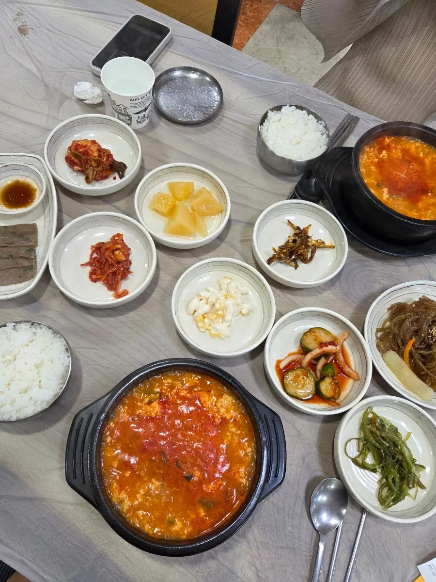 Sundubu and rice at the end of the meal
