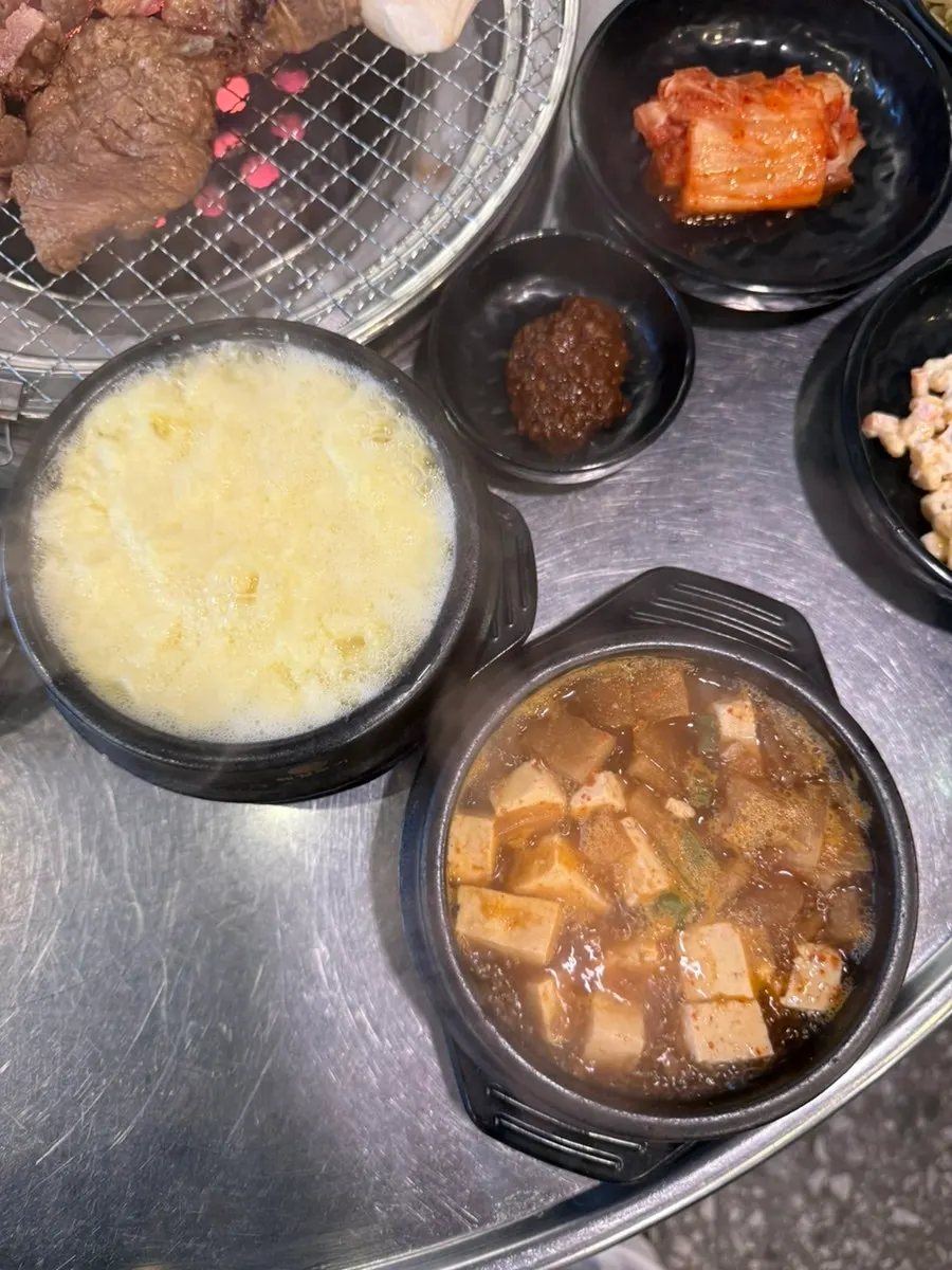 Complimentary steamed egg and doenjang stew