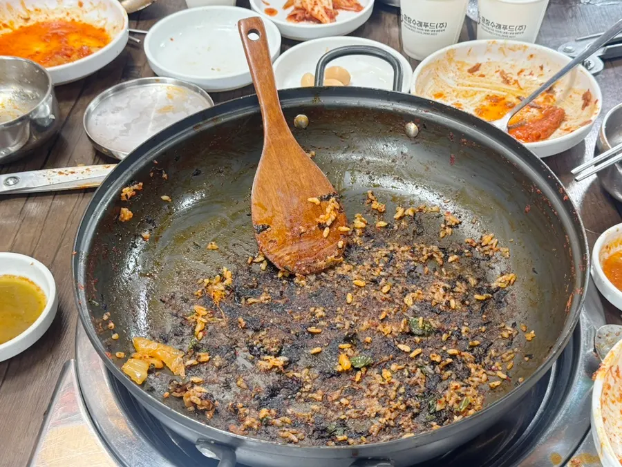 Fried rice after the aged-kimchi braised pork bones