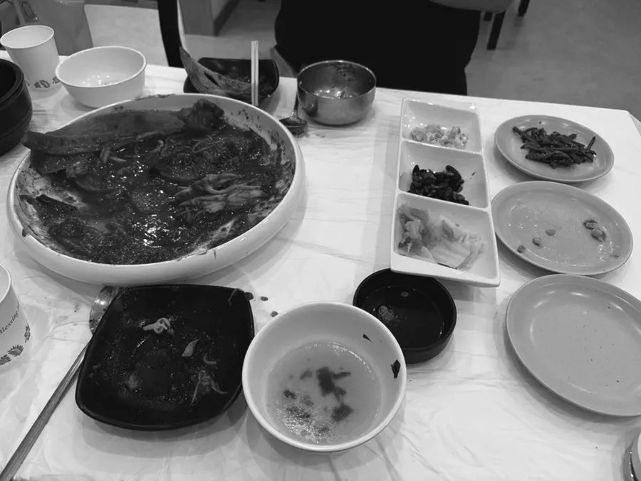 Plate scraped clean of steamed skate and sauce