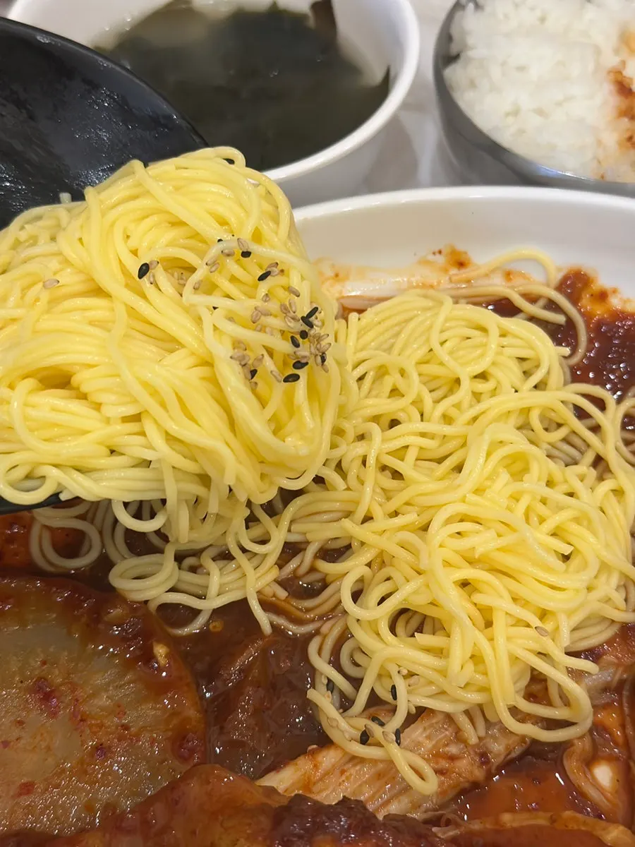Added corn noodles with leftover sauce