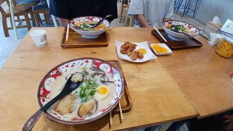 Miso ramen with stir-fried vegetables and Japanese miso
